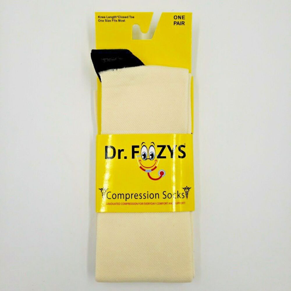 Ivory Compression Socks Airline Travel Comfort Sports Knee High Socks Foozys OS